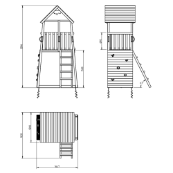 plan de l'aire de jeu blue rabbit modèle Belvédère version 120 cm