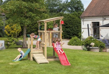 aire de jeu avec plusieurs toboggans pour enfant bas âge - blue rabbit modèle Cascade Blue Rabbit