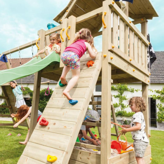 Mur d'escalade avec prises pour aires de jeu Blue Rabbit - Module WALL - Barbabois