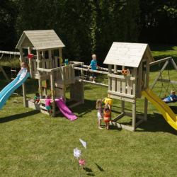 passerelle avec filet pour relier deux aires de jeu en bois Blue Rabbit - Barbabois