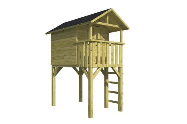 vue avant de la structure de base maisonnette enfant en bois Voldemort - Barbabois