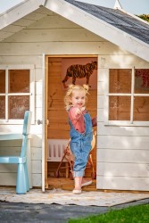 cabane jardin enfant en bois avec auvent et barrières garde-corps - modèle Aladin
