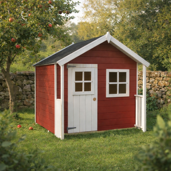Maisonnette enfant en bois avec auvent et garde-corps - Modèle BLANCHE NEIGE - Barbabois