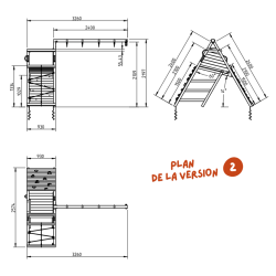 plan du module challenger avec mur escalade pour aires de jeux Blue Rabbit - Barbabois